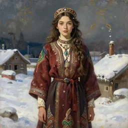 portrait of russian iranian model girl jodhpurs winter traveler greg manchess painting by sargent and leyendecker, studio ghibli, fantasy, medium shot, asymmetrical, intricate, elegant, matte painting, illustration, hearthstone, by greg rutkowski, by greg tocchini, by james gilleard, by joe fenton