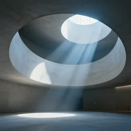 hyper realistic interior photo of a white concerete brutalist museum, volumetric light god rays, style of simon stalenhag, cinematic and blue cold atmospheric, archillect concept art, artstation, on artstation