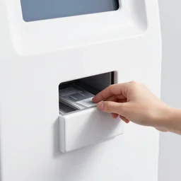 sadie sink as a miner inserts a card into a slot inside a minimalist dirty automated kiosk. bright tasty food options displayed on a wall. black tiles on walls. a seat and table. black and white, pencil and ink. scifi cyberpunk. by gabriel hardman, joe alves, chris bonura. cinematic atmosphere, detailed and intricate, perfect anatomy