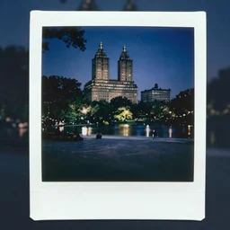 liminal polaroid of central park at night, art by tim hildebrandt, deep depth of field. highly detailed, hyper realism, hd, 4 k