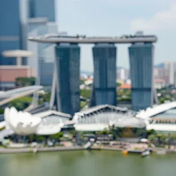 tilt shift isometric view of singapore, lens blur, high quality