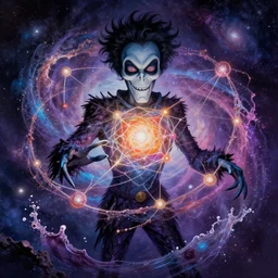 galaxy bender experiencing the quantum field, elevated consciousness, beautiful astrological neural network, bob ross matte painting and tim burton comic book art, realistic, trending on artstation, sharp focus, depth of field, cinematic composition, physics splashes of colors