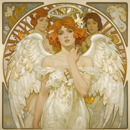 fallen angel girl portrait by nicolas delort, alphonse mucha, victo ngai, josan gonzalez, kilian eng