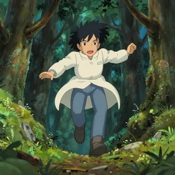unrealistic interior shot from howls moving castle ( 2 0 0 4 ) of a scientist landing on the ground in a woodland pyramid valley. cartoon depth of field.