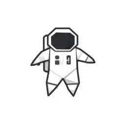 simple origami logo of an astronaut, vector, minimal, one line art, sharp focus, white background