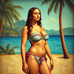 mona lisa wearing a bikini