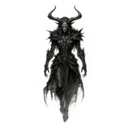 A drawing of a floating lich. White Background. Dark Fantasy.
