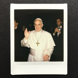 Polaroid picture of the pope at a party