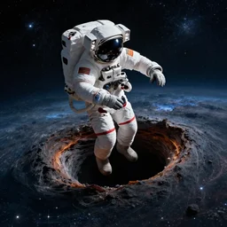 photograph of an astronaut getting sucked into the black hole, 4k, breathtaking stars, space background, surrealism, concept art, digital art, Trending on DeviantArt