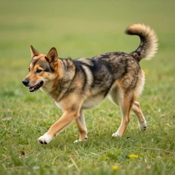 high quality photo of a dog walking on two legs, artistic