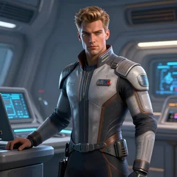 epic professional digital art of stunningly handsome male starship computer technician, by leesha hannigan, iris van herpen, artstation, cgsociety, wlop, epic, much wow, much detail, gorgeous, detailed, masterpiece