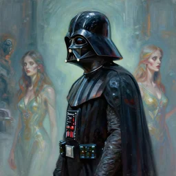 darth vader from sideview with large shoulders, armor, ethereal horror fantasy art by greg rutkowski and magali villanueve and monet con