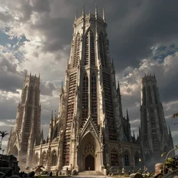 gothic epic library concept, octane render, hyperrealism, many floors, tower, warhammer 40k style