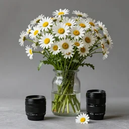 still life of bouquet of daisies ultra detailed, 8 5 mm lens, photo