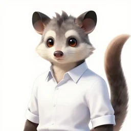 character portrait of a male anthro opossum fursona with a tail and a cute beautiful attractive detailed furry face wearing a dress shirt and slacks outside a city tattoo parlor. Character design by charlie bowater, ross tran, artgerm, and makoto shinkai, detailed, inked, western comic book art