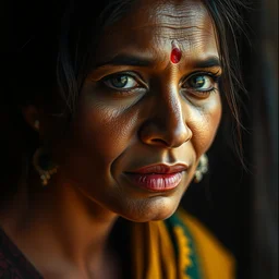 portrait of a 8 0 s srilankan woman,, intimate,, beautiful face, rule of thirds, spotlight, expressive, passionate, by greg rutkowski, by jeremy mann, by francoise nielly,, 8 k, craig mullins - n 4