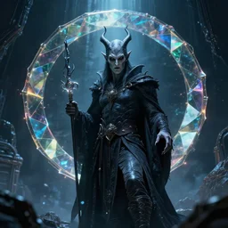 warlock scientist, master of mirrors, prism portal, godlike, cinematic style of interstellar, 8 k