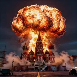 nuclear explosion in Moscow, 4k, high detail, artstation, artstation HD, artstation HQ, octane render