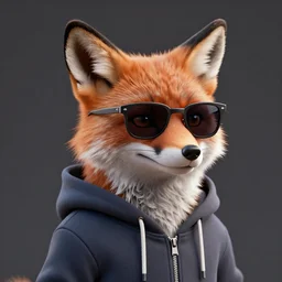 anthropomorphic furry fox wearing a hoodie and sunglasses, octane render, highly textured fur, trending on artstation