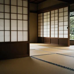 photo of a traditional Japanese house with tatami floors and shoji paper doors, cinematic, high detail, beautiful,