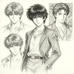 original anime character design. pencil and ink by artgerm, cushart krenz, greg rutkowski and alphonse mucha.