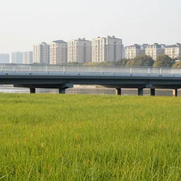 changlu city is green with autumn grass, and the bird magpie bridge is red with the setting sun. a picture of sunset atmosphere in luoyang port.