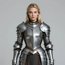 centered portrait, Imogen Poots as a D&D paladin, blonde hair, intricate metal armour, Art Nouveau, beautiful retro Fantasy heroine 1985, intricate, elegant, highly detailed, centered, digital painting, trending on artstation, concept art, smooth, sharp focus, illustration, art by raphael lacoste, eddie mendoza, Mucha, alex ross, WLOP