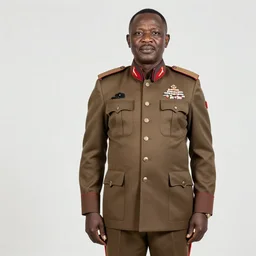 High-quality photography of an African dictator dressed as a general posing next to his McLaren in an African village and surrounded by curious villagers, shot on iPhone