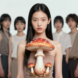 pretty chinese model with hallucination mushroom : : by martine johanna and simon stalenhag and chie yoshii and casey weldon and wlop : : ornate, dynamic, particulate, rich colors, intricate, elegant, highly detailed, centered, vogue, harper's bazaar art, fashion magazine, smooth, sharp focus, octane render, 8 k