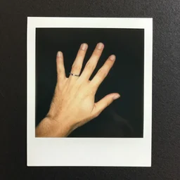 found accidental 1990s polaroid closeup of hand