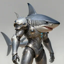 a anthropomorphic cyber shark wearing scifi armor, diffuse lighting, fantasy, intricate, elegant, highly detailed, lifelike, photorealistic, digital painting, artstation, illustration, concept art, smooth, sharp focus, art by john collier and albert aublet and krenz cushart and artem demura and alphonse mucha