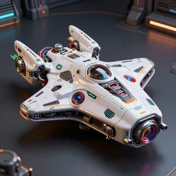 ultra detailed photorealistic the c 4 d render spaceship, cinematic light, sci fi toy, glossy, cybernetic machines, colorful, wires, robotics, futuristic decor, trending on artstation, global illumination, ultra realistic illustration, matte painting, high detailed, unreal engine, octane render
