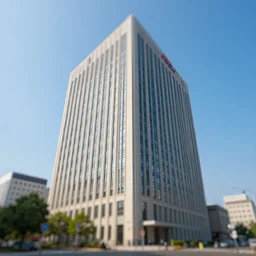 photograph of the AEP building, one point perspective, 1-point perspective, tilt shift, sigma 85mm f/1.4, 4k, depth of field, high resolution, 4k, 8k, hd, full color