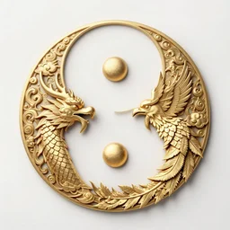 a ying yang formed of a phoenix and a dragon, ornate, highly detailed.