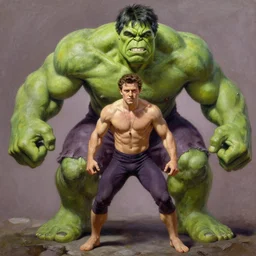 tom holland as the hulk, highly detailed painting by gaston bussiere, craig mullins, j. c. leyendecker 8 k