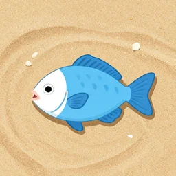 happy fish in the sand