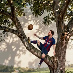 Leo Messi kicks a coconut up the tree