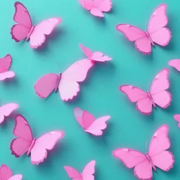 neon aqua pink butterflies wallpaper 8 k, octane render