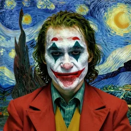 portrait of the joker, mash - up between mc escher and vincent van gogh