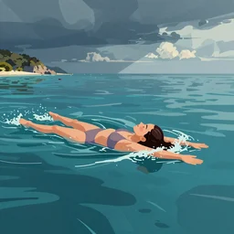swimming in a sea of incredible joy, a simple textured vector based illustration, critical detail, contrasting colors, sharp focus, atmospheric dreamscape painting, wlop by ( illustration )