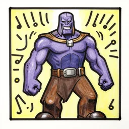 thanos snap drawn by keith haring