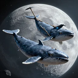 whalers on the moon carrying harpoons, hyper realism, cinematic, volumetric lighting, epic composition, high detail, octane render, unreal engine, 8 k, concept art, 3 d render, digital art, deviantart artstation, ray tracing, apocalyptic, intricate complexity, extremely detailed, very sharp,