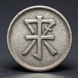 an ancient silver coin with the strange symbol close up photo, ultra realistic, studio photo, bokeh, 4 k, hd, centered