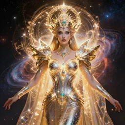 portrait of the powerful queen of the solar system in the style of charlie bowater and in the style of donato giancola. glowing, ornate and intricate, stunning, dynamic lighting, intricate and detailed.