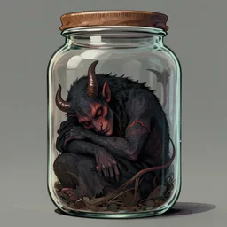 a demon sleeps inside a jar of glass, artstation