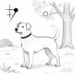 a dog in a park, suprematism, kazimir malevich, outline drawing
