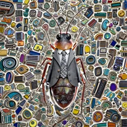 full body shot of a thin anthropomorphic cockroach wearing a suit with a tie, with long antennae, best of artstation, backlighting, 8k, hyper detail illustration, symmetrical, correct proportions, 3d render, by tim burton, vibrant colors, colorful