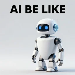 a funny meme that says \AI BE LIKE\ and has a picture of a robot.
