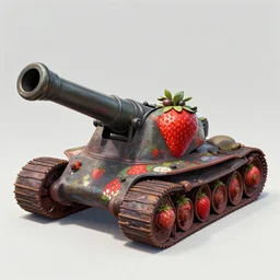 strawberry tank with cannon, artstation