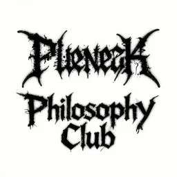 a logo for a philosophy club, deathmetal style writing